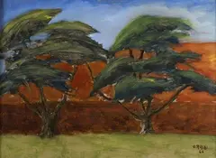 Muro rosso e alberi by Ottone Rosai, offered Dec 2019