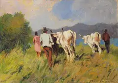 Contadini e buoi al pascolo by Carlo Domenici, offered Dec 2019