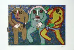 Tre personaggi by Enrico Baj, offered Nov 2019