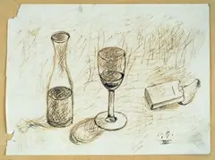 Bottiglia e bicchiere by Ottone Rosai, Siglato e datato in basso a destra: "O.R./XVI". Provenienza: Galleria Michaud, offered Oct 2019