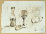 Bottiglia e bicchiere by Ottone Rosai, Siglato e datato in basso a destra: "O.R./XVI". Provenienza: Galleria Michaud, offered Oct 2019