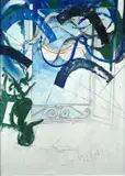 Senza titolo by Mario Schifano, enamel and grafite on canvas, offered Oct 2019