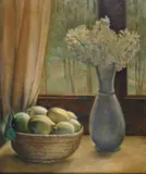 Carlo Socrate, Natura morta con cesta di limoni e vaso di fiori
