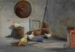 Interno con galline by Rutilio Muti, offered Oct 2019