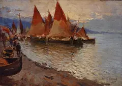Barche alla riva by Fausto Pratella, offered Oct 2019