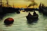 Barcaroli in porto by Ruggero Panerai, 1886, cm., offered Oct 2019