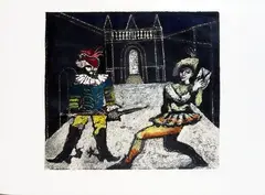Il Capitano e Truffaldino by Franco Gentilini, mm., offered Sep 2019