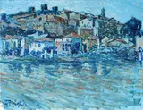 Veduta di paese dal mare by Paulo Ghiglia, cm., offered Jul 2019