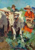 Contadini con buoi by Carlo Domenici, 1940, cm., offered Jul 2019