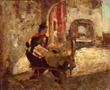 Attilio Achille Bozzato, Interno con culla, cm.
