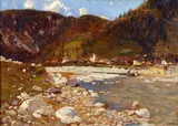 Guglielmo Ciardi, Paesaggio montano con fiume