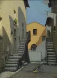 Raffaele Fossataro, Scorcio di strada, 1936 (fronte); Cacciagione, 1937 (retro), cm.