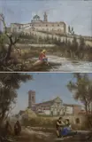 Renato Zini, Paesaggio con la chiesa di San Miniato sullo sfondo; Paesaggio con la Certosa fiorentina sullo sfondo, cm.
