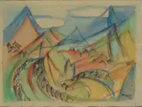 Antonio Marasco, Paesaggio con ciclisti in corsa, cm.