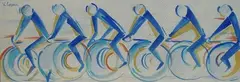 Ciclisti by Vittorio Corona, cm.14x38, offered Jun 2019