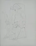 Gino Severini, Arlecchino seduto con chitarra e spartito, cm.
