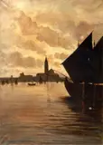 Alberto Prosdocimi, Venezia, barche in laguna, cm.