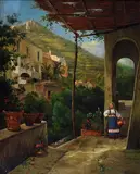 Andrea Cherubini, Scorcio di paese con popolana, cm.