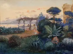 Dame in giardino sul golfo di Napoli by Pietro Gabrini, cm., offered Jun 2019
