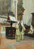 Enrico Tarenghi, Inteno di chiesa con monache, cm.