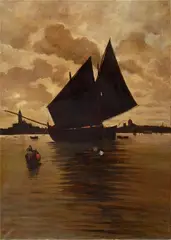 Alberto Prosdocimi, Venezia, barche in laguna, cm.