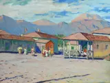 Galileo Chini, Paesaggio al lido, cm.