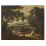 Frans Coppens, Landscape With Waifarers, oil on canvas