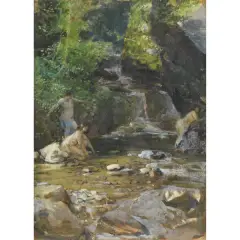 Bathers by Mosè Bianchi, oil on cardboard, offered May 2022