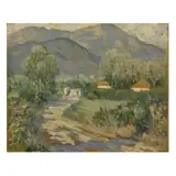Galileo Chini, Countryside Of Versilia, oil on plywood