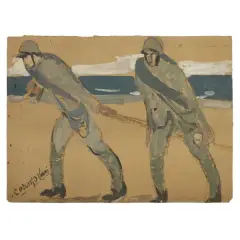 Lorenzo Viani, Towing, oil and tempera on cardboard