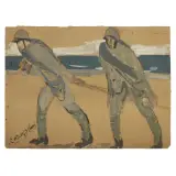 Lorenzo Viani, Towing, oil and tempera on cardboard