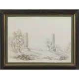 Edward Cheney, Resti Del Tempio Di Giove, pencil on paper