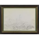 Edward Cheney, Tempio Di Giove, pencil on paper