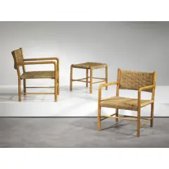 Untitled by Emanuele Rambaldi, A PAIR OF ARMCHAIRS AND A STOOL, offered Apr 2022