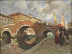 Contardo Barbieri, Venice, oil on canvas cardboard