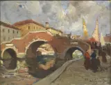 Contardo Barbieri, Venice, oil on canvas cardboard
