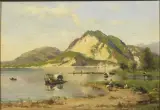 Silvio Poma, Boats On The Lake, oil on panel