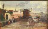 Giuseppe Aprea, Glimpse Of The Square, oil on panel