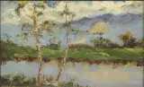 Alfredo Pariani, Along The River, oil on plywood
