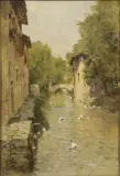 Achille Formis, Country On The River, oil on canvas