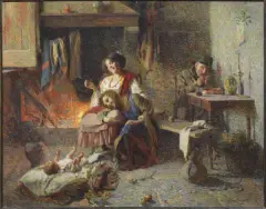 Carlo Facchinetti, Happy Hours In The Family, oil on canvas