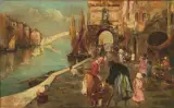 Attilio Achille Bozzato, View Of Chioggia, oil on canvas