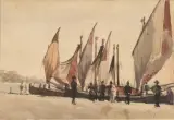 Boats On The Beach by Pietro Fragiacomo, watercolour on paper, offered Mar 2022