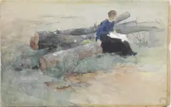 Luigi Chialiva, Peasant, watercolour on paper