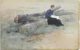 Luigi Chialiva, Peasant, watercolour on paper