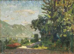 Giuseppe Amisani, Lake View, oil on canvas