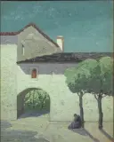Angelo Rescalli, Nocturnal In Val Susa, oil on plywood