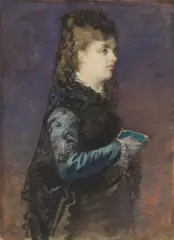 Lady With A Book by Sebastiano De Albertis, gouache on paper, offered Mar 2022