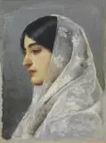 Eugenio De Blaas, The Veiled, oil on panel