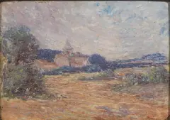 Landscape by Filiberto Minozzi, oil on cardboard, offered Mar 2022